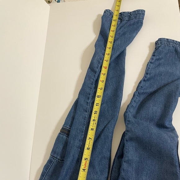 Anthropologie Pilcro Cottage Utility Cargo Blue Chambray Denim Drawstring Pants - Picture 16 of 16